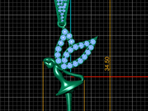 Diamond Fairy Silhouette Pendant 3D Print Model