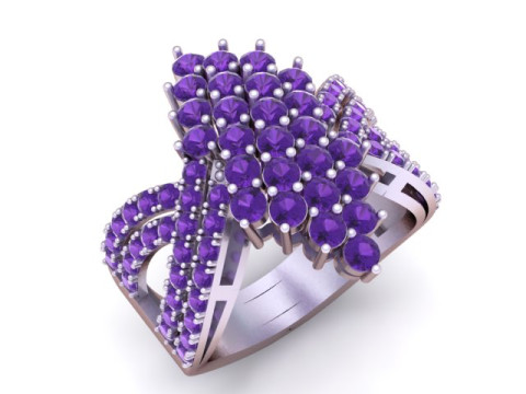 Königlicher Diamant-Cluster-Kronenring 3D Druckmodell