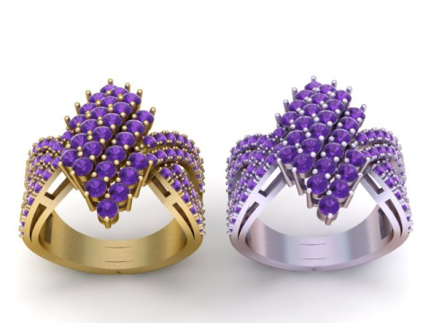 Königlicher Diamant-Cluster-Kronenring 3D Druckmodell