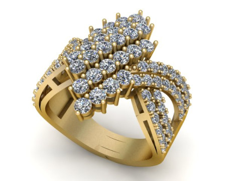 Königlicher Diamant-Cluster-Kronenring 3D Druckmodell