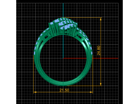 Königlicher Diamant-Cluster-Kronenring 3D Druckmodell