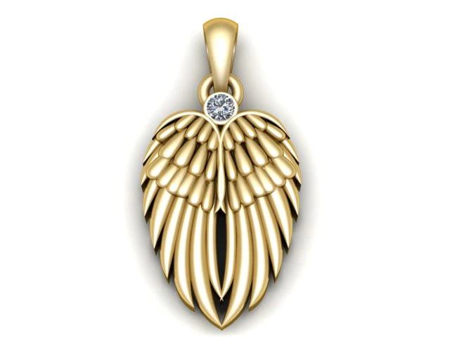 Angel Wing Diamond Pendant 3D Print Model .c4d .max .obj .3ds .fbx .stl .blend 
