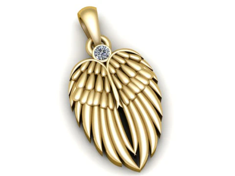 Angel Wing Diamond Pendant 3D Print Model