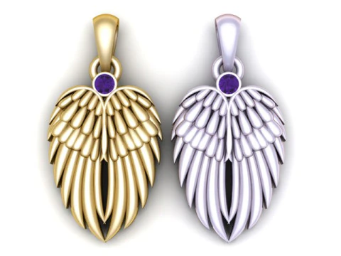 Angel Wing Diamond Pendant 3D Print Model