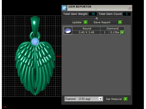 Angel Wing Diamond Pendant 3D Print Model