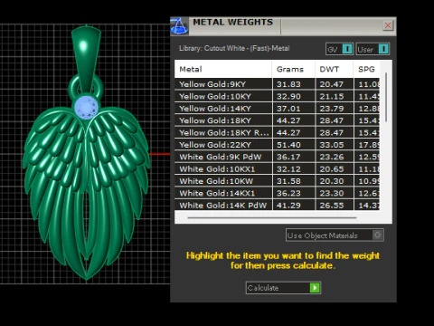 Angel Wing Diamond Pendant 3D Print Model