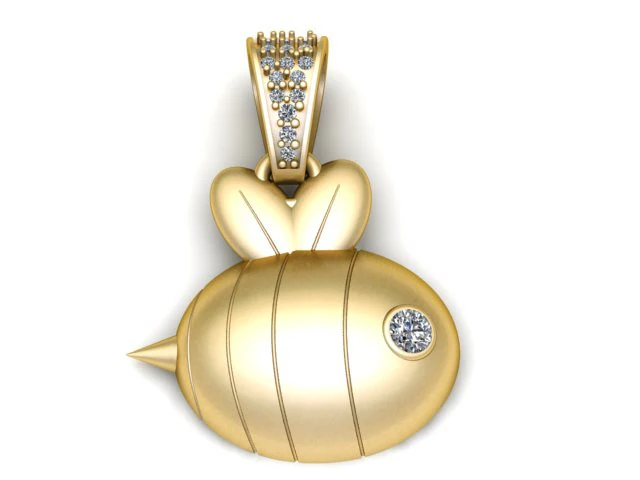 Cute Diamond Bee Pendant 3D Print Model .c4d .max .obj .3ds .fbx .stl .blend 