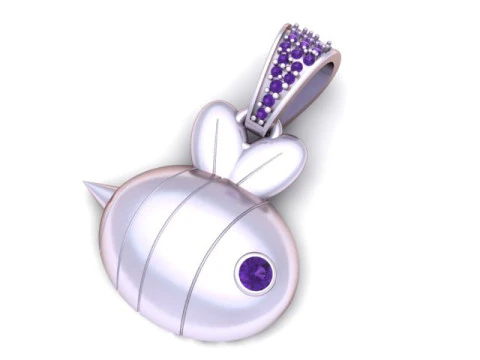 Cute Diamond Bee Pendant 3D Print Model