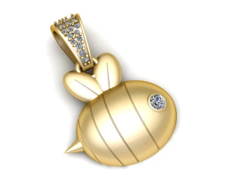Cute Diamond Bee Pendant 3D Print Model