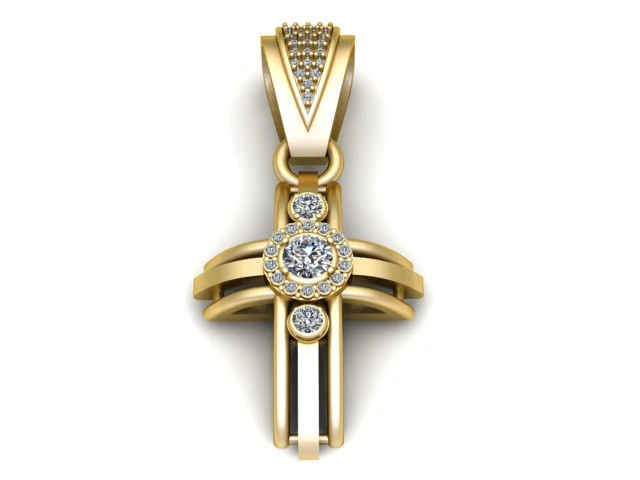 Diamond Halo Cross Pendant 3D Print Model .c4d .max .obj .3ds .fbx .stl .blend 