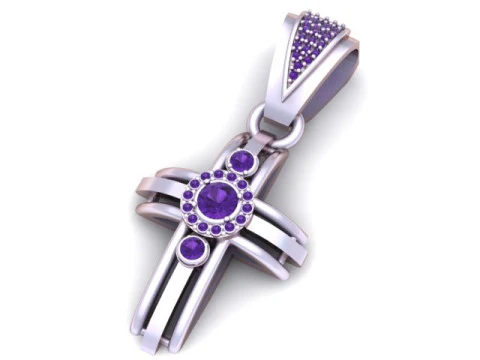 Diamond Halo Cross Pendant 3D Print Model