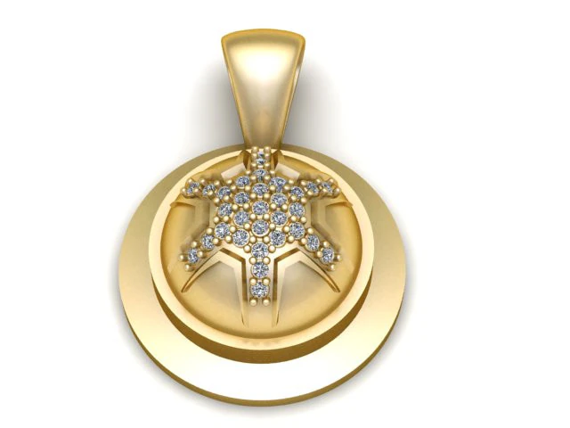 Diamond Turtle Symbol Pendant 3D Print Model .c4d .max .obj .3ds .fbx .stl .blend 
