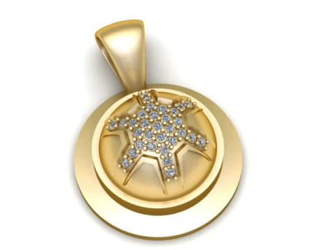 Diamond Turtle Symbol Pendant 3D Print Model