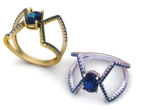 Cincin Solitaire Shank Infinity Split Model Cetak 3D