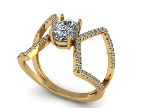 Cincin Solitaire Shank Infinity Split Model Cetak 3D