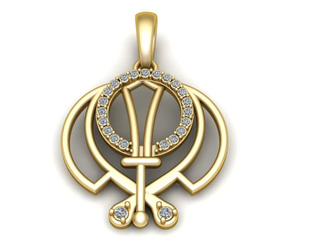 Diamond Khanda Symbol Pendant 3D Print Model .c4d .max .obj .3ds .fbx .stl .blend