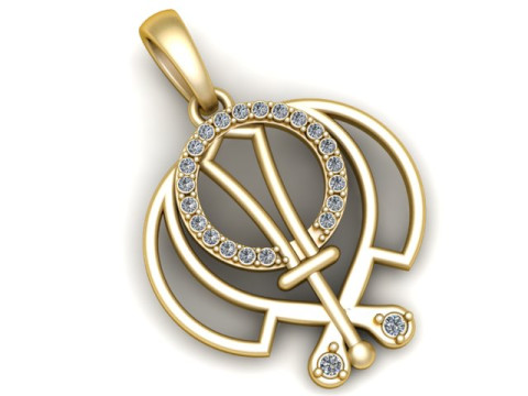 Ciondolo con simbolo Khanda con diamante Modello di stampa 3D