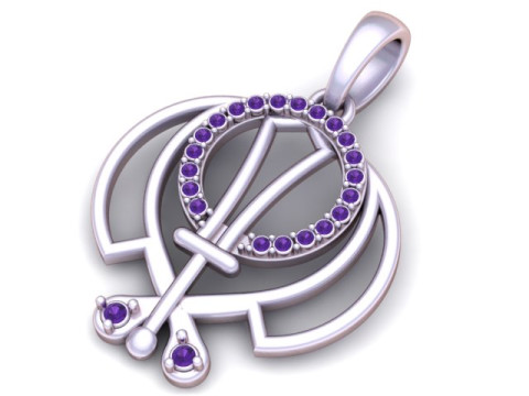 Ciondolo con simbolo Khanda con diamante Modello di stampa 3D