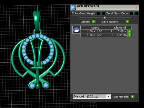 Diamond Khanda Symbol Pendant 3D Print Model