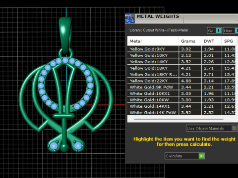 Diamond Khanda Symbol Pendant 3D Print Model