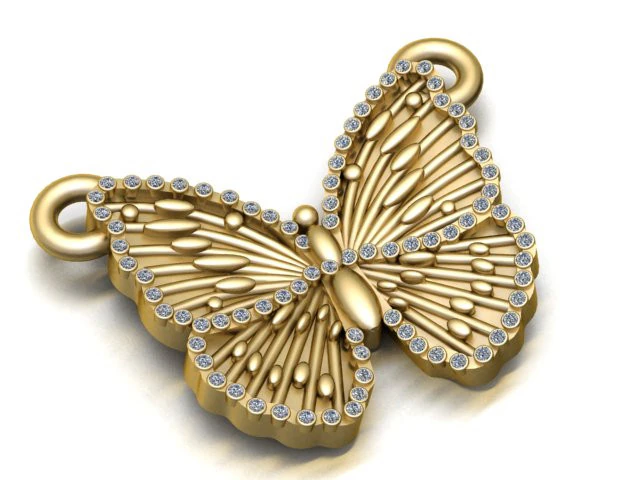 Diamond Butterfly Wings Pendant 3D Print Model .c4d .max .obj .3ds .fbx .stl .blend 