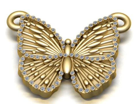 Diamond Butterfly Wings Pendant 3D Print Model