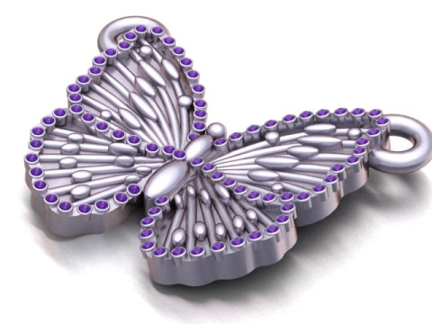 Liontin Sayap Kupu-Kupu Berlian Model Cetak 3D