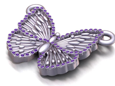 Diamond Butterfly Wings Pendant 3D Print Model