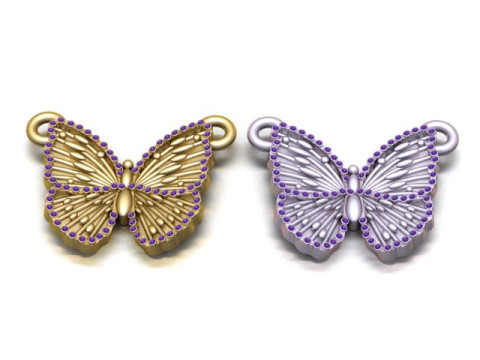 Liontin Sayap Kupu-Kupu Berlian Model Cetak 3D