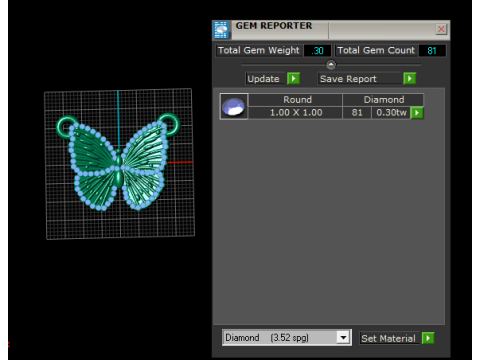 Liontin Sayap Kupu-Kupu Berlian Model Cetak 3D