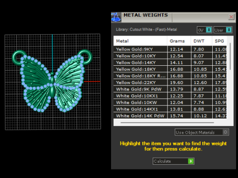 Liontin Sayap Kupu-Kupu Berlian Model Cetak 3D