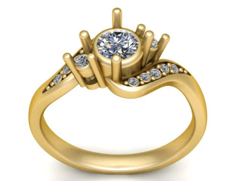 Twist Crown Solitaire Ring 3D Print Model