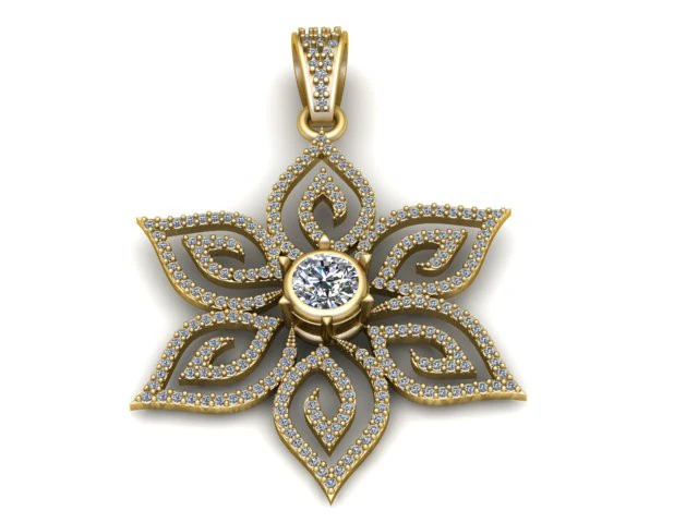 Elegant Diamond Petal Flower Pendant 3D Print Model .c4d .max .obj .3ds .fbx .stl .blend