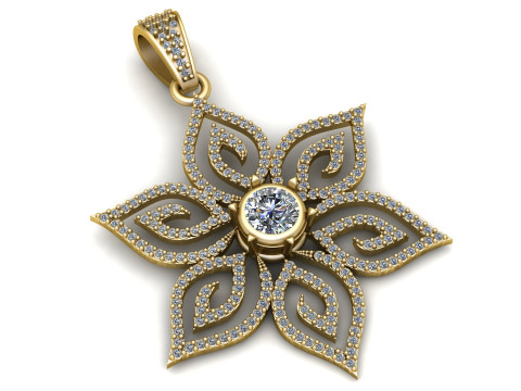 优雅的钻石花瓣吊坠 3D 打印模型