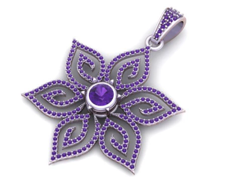 Elegant Diamond Petal Flower Pendant 3D Print Model