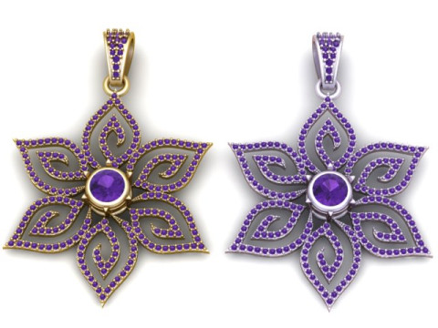 优雅的钻石花瓣吊坠 3D 打印模型