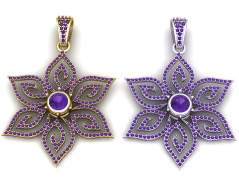 Elegant Diamond Petal Flower Pendant 3D Print Model