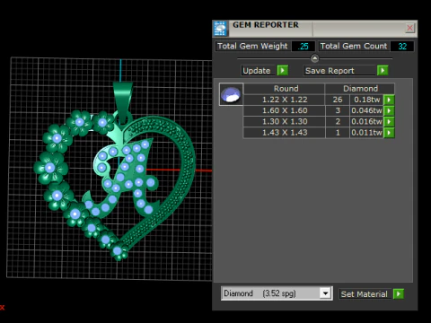 Liontin Awal Hati Bunga Model Cetak 3D