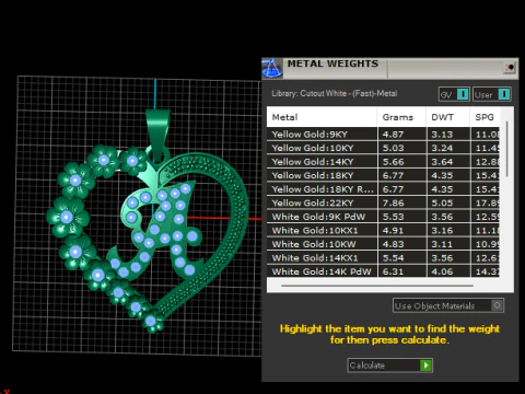 Liontin Awal Hati Bunga Model Cetak 3D