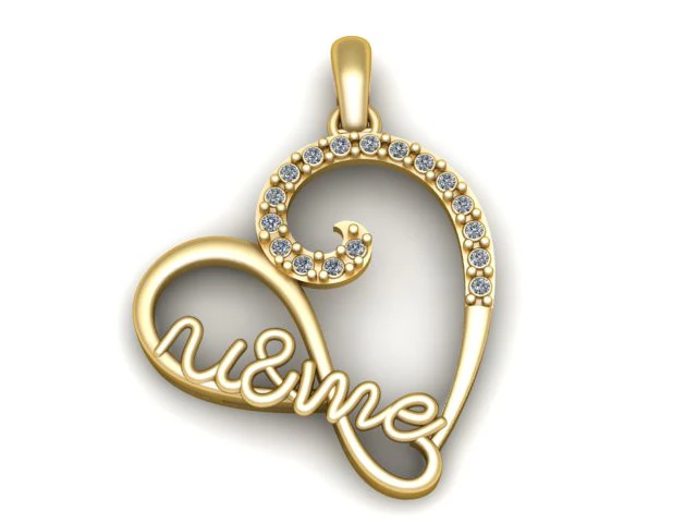 You Me Heart Pendant 3D Print Model .c4d .max .obj .3ds .fbx .stl .blend 