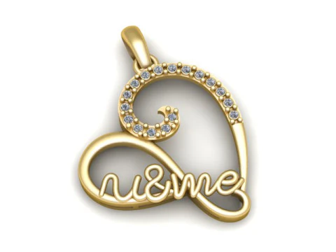 You Me Heart Pendant 3D Print Model