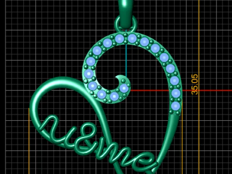 You Me Heart Pendant 3D Print Model