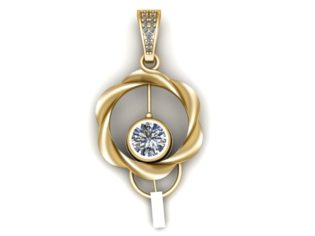 Elegante modello di gioiello stampabile in 3D con pendente a cerchio intrecciato Modello di stampa 3D .c4d .max .obj .3ds .fbx .stl .blend 