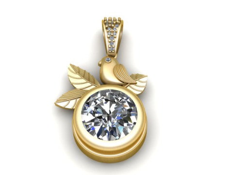 Wisiorek z kryształowym liściem ptaka Biżuteria do druku 3D Model do druku 3D