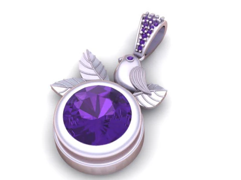 Bird Leaf Crystal Pendant 3D Printable Jewelry 3D Print Model