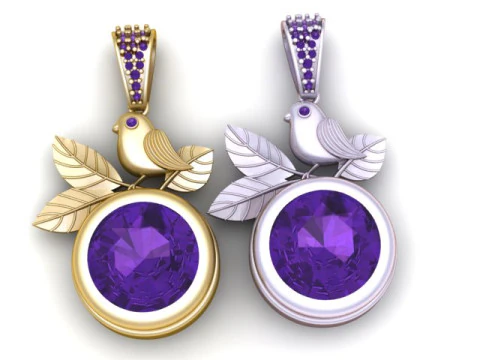 Bird Leaf Crystal Pendant 3D Printable Jewelry 3D Print Model