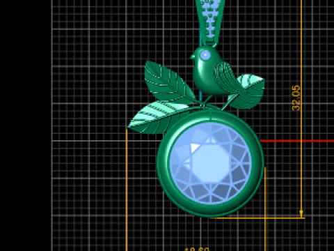 Bird Leaf Crystal Pendant 3D Printable Jewelry 3D Print Model