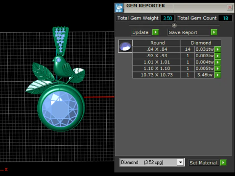 Bird Leaf Crystal Pendant 3D Printable Jewelry 3D Print Model
