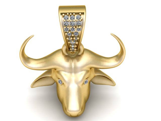 Colgante de cabeza de toro Joyería imprimible en 3D Modelo de impresión 3D .c4d .max .obj .3ds .fbx .stl .blend 