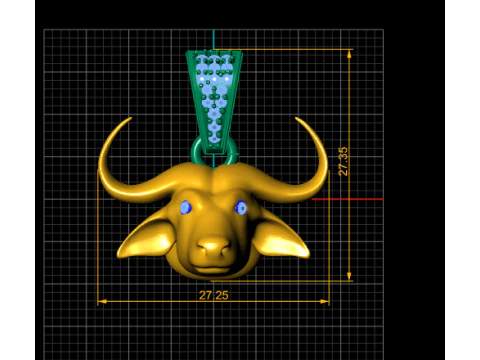 Bull Head Pendant 3D Printable Jewelry 3D Print Model